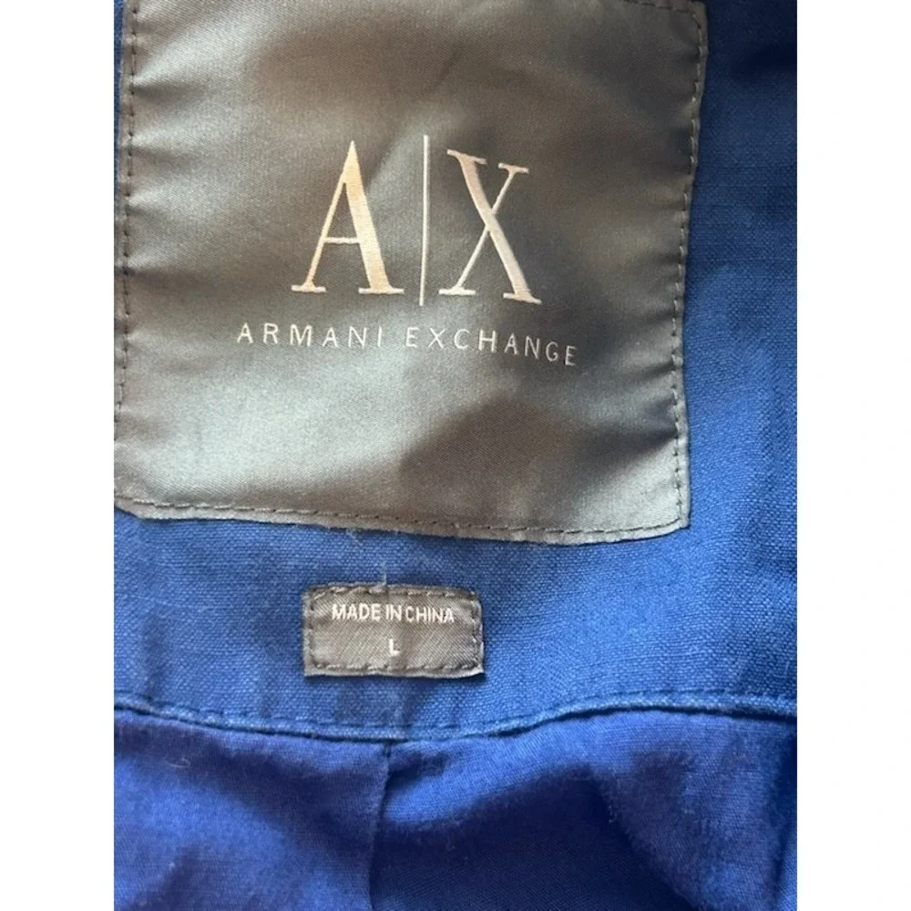 Armani Exchange A|X Jacket‎ Coat Full Zip Blue Moto Pockets Men's Size Large